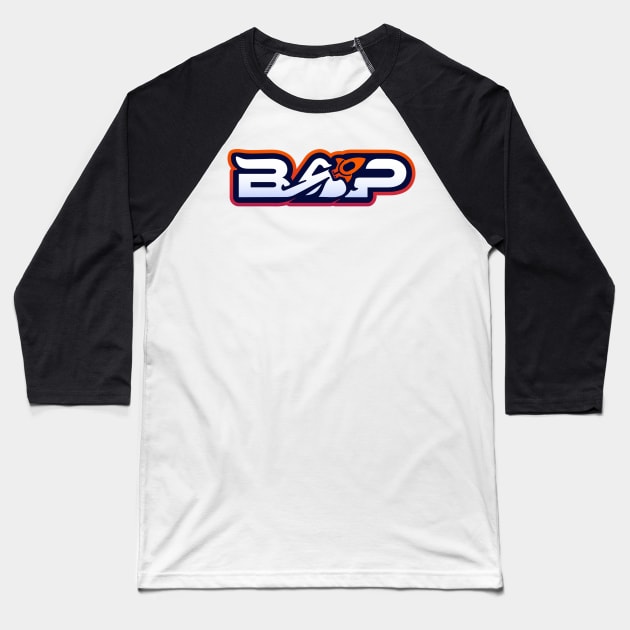 BAP LOGO ( Orange Fade) Baseball T-Shirt by Black Astronauts Podcast Network Store